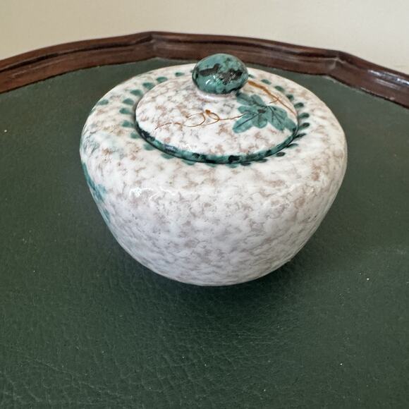 Italian Ceramic Sugar Bowl & Lid Hand Painted Signed Italy Floral Trinket Box 3" - Picture 8 of 16